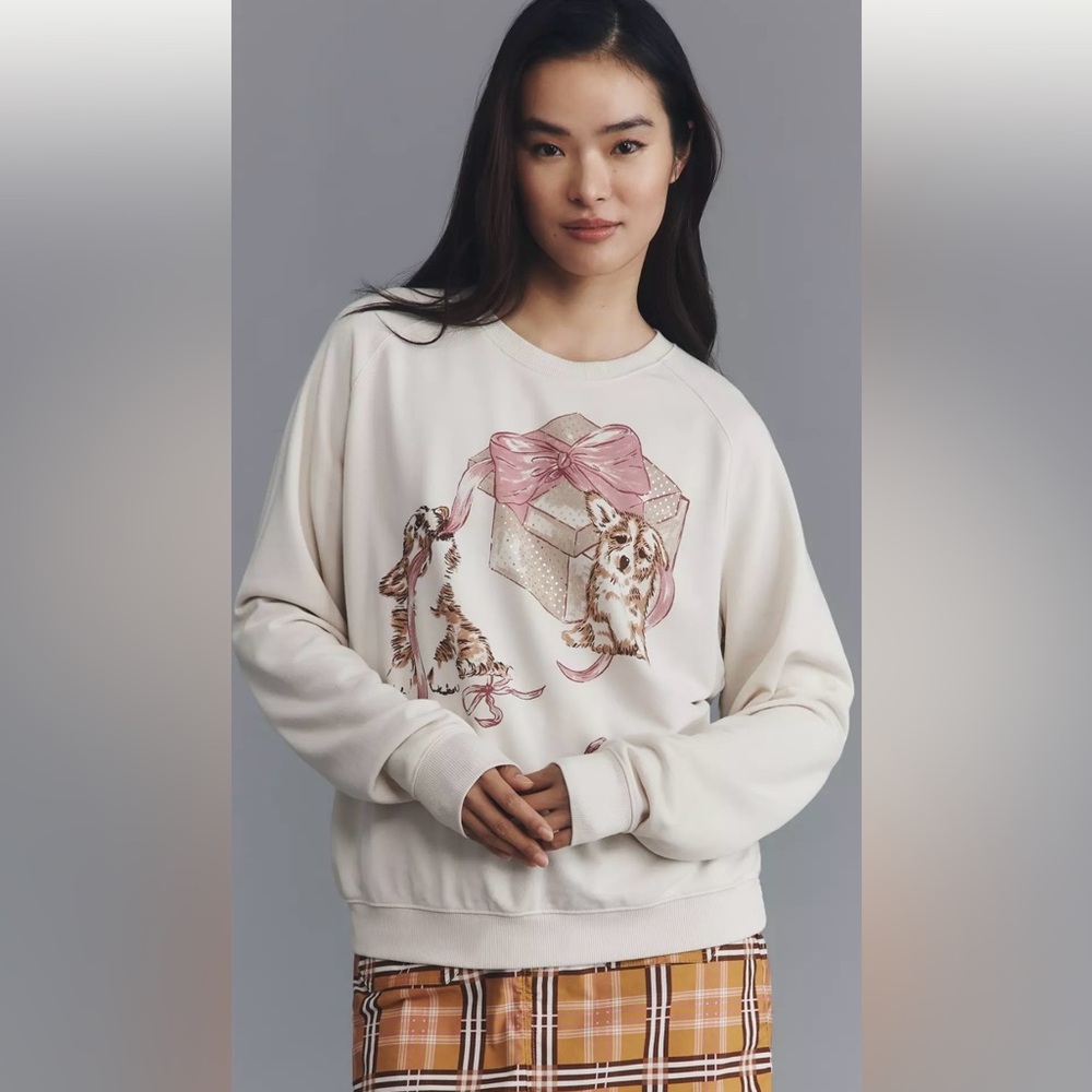 Anthropologie Maeve NWT Dog Printed Sweatshirt